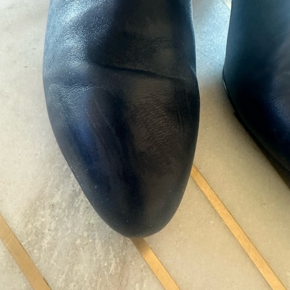 Navy leather Cole Haan size 10 booties suede on back. Like new. - Picture 2 of 8